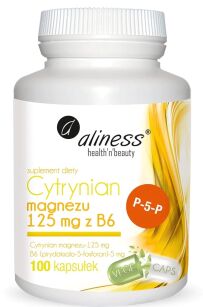 Aliness Cytrynian Magnezu 125 mg z B6 (P-5-P) | 100 vege kapsułek