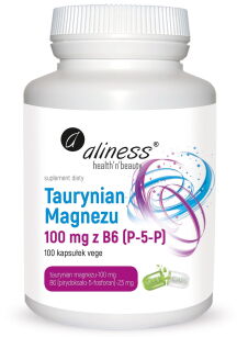 Aliness Taurynian Magnezu 100mg + B6 (P-5-P) | 100 vege kapsułek